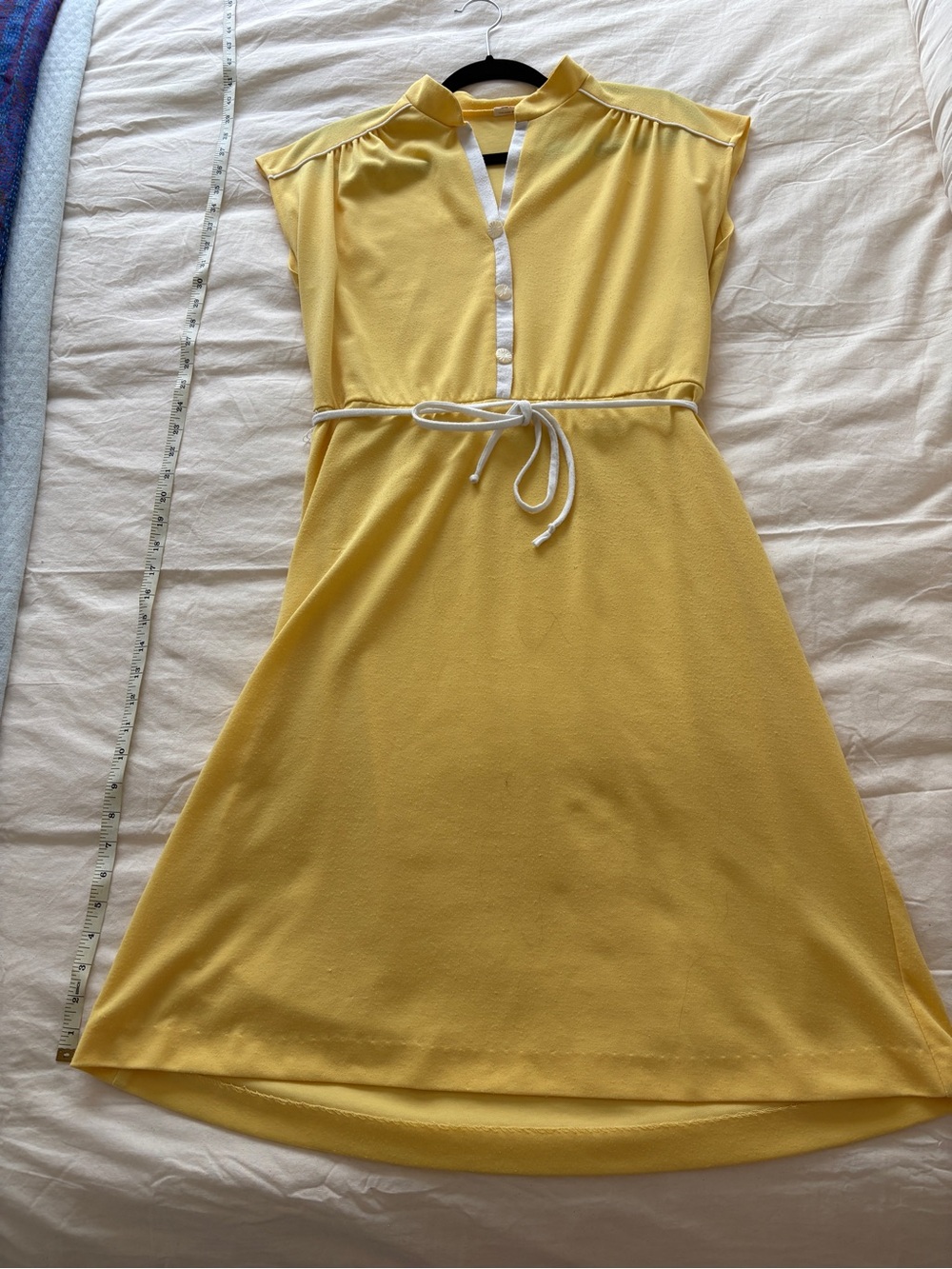 Vintage 1980s Yellow Cotton House Dress M/L